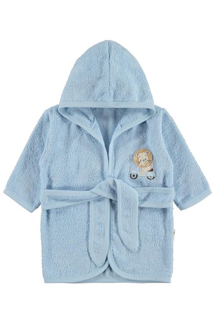 Lion Embroidered Bathrobe - Blue