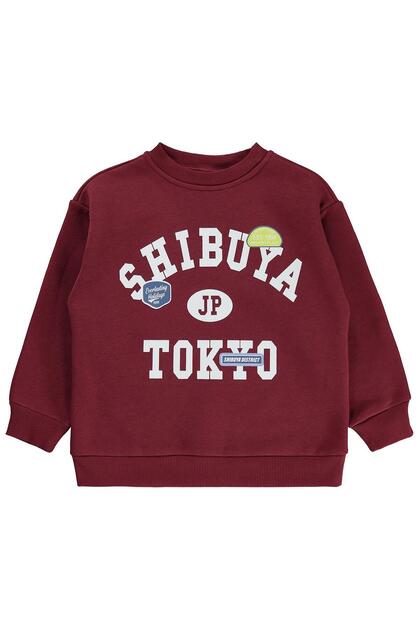 Shibuya Tokyo Printed Sweatshirt for 6-9 Years Old Km - Burgundy