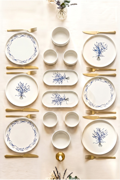 14 Piece 6-Person New Lavender Breakfast Set Breakfast Presentation Set