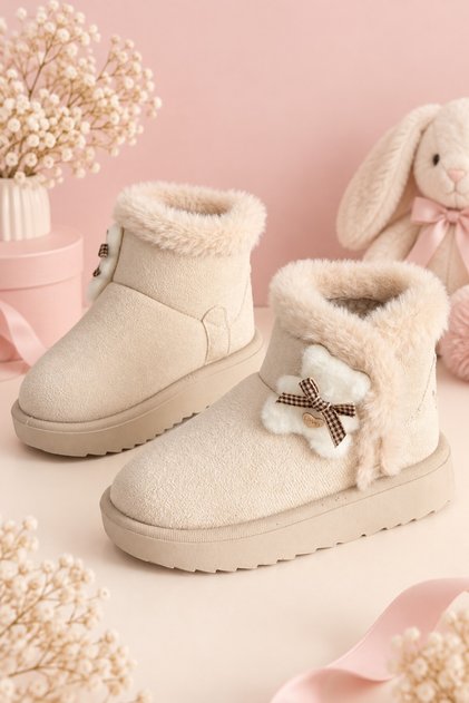 Toffe Winter Girls' Boots with Fur Inside and Bow Detail