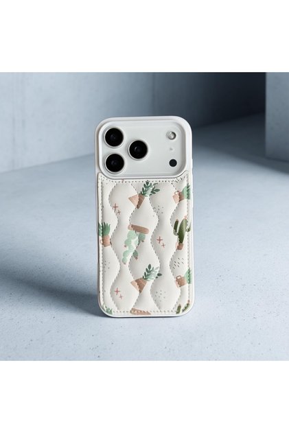 iPhone 18 Pro Max (6.9 Inch) Compatible Quilted Floral Pattern Puff Case with Special Box