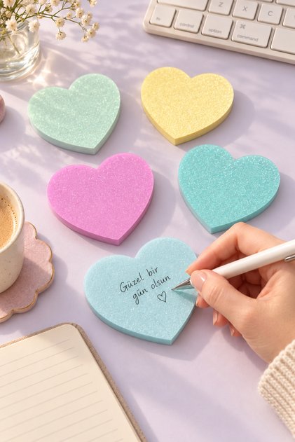Kalpli Simli Şeffaf Yapışkanlı Not Kağıdı Postit Pastel Renkli 50 Yaprak – 1 Adet