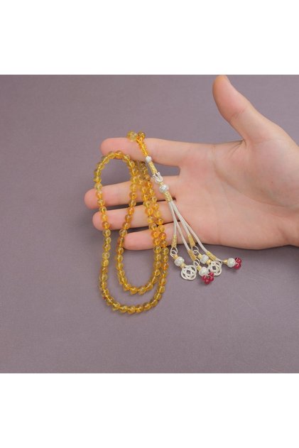 Kaya Damla Amber 99-Piece Globe Cut 6.5mm Kazas Tassel Prayer Rosary