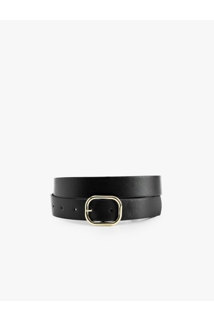Faux Leather Belt with Metal Buckle