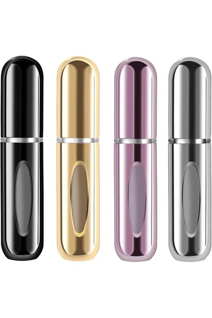 عبوات عطر قابلة لإعادة التعبئة، 4 قطع، زجاجات رش عطر صغيرة للسفر سعة 5 مل مع بخاخ جيب شفاف