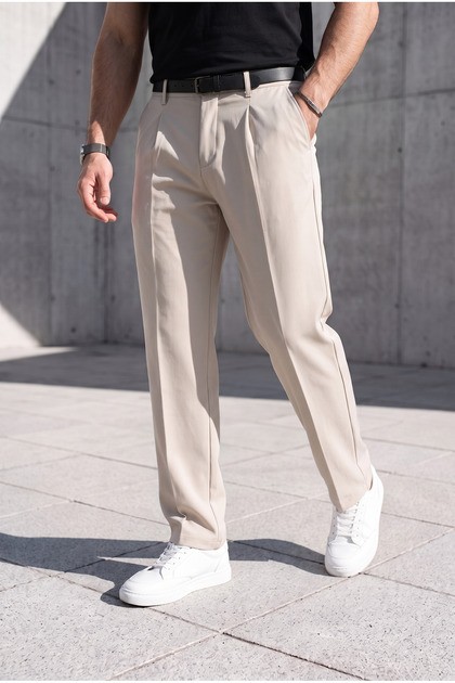 Baggy/Relax Fit Fabric Trousers