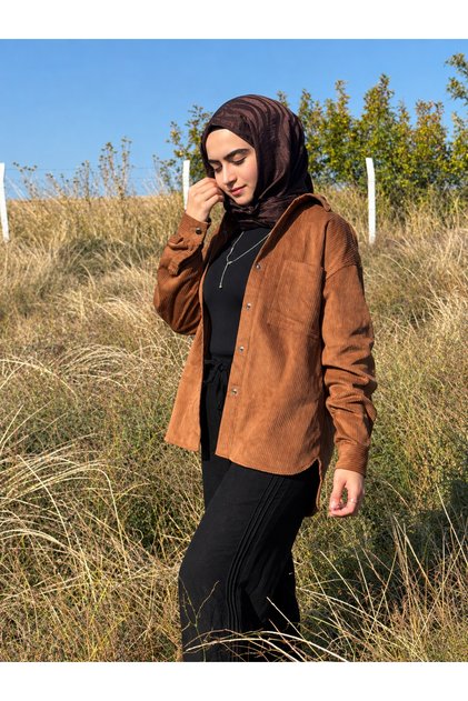 Velvet Shirt with Snap Button Details, Standard Size