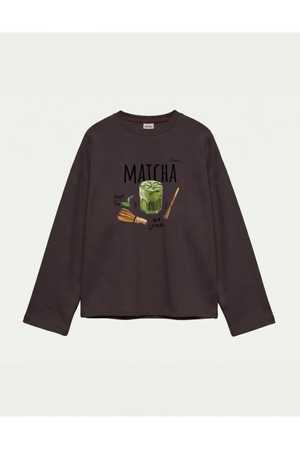Oversize 100% Cotton 3 Thread Sweatshirt - Matcha