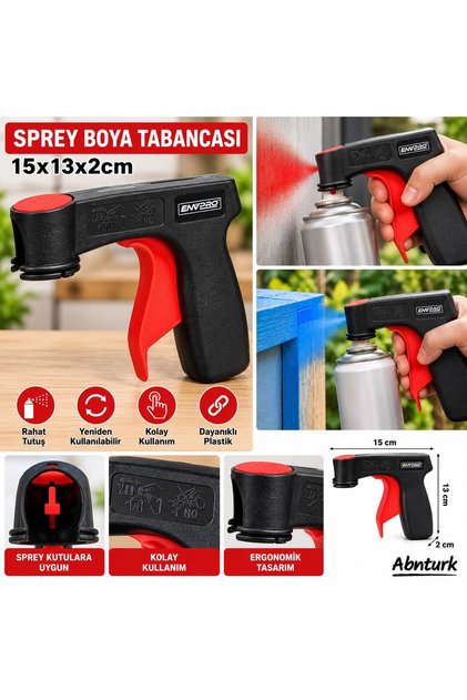 15x13x2 cm Sprey Boya Tabancası, Aerosol Sprey Kutu Tutma Aparatı, Ergonomik Tetikli Boyama Başlığı, Kolay Kullanımlı, Dayanıklı Plastik, Tekrar Kullanılabilir
