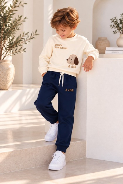 Boys' 3-Ply Shardoon Sweatshirt Tracksuit Set (Top and Bottom) Ages 3-10