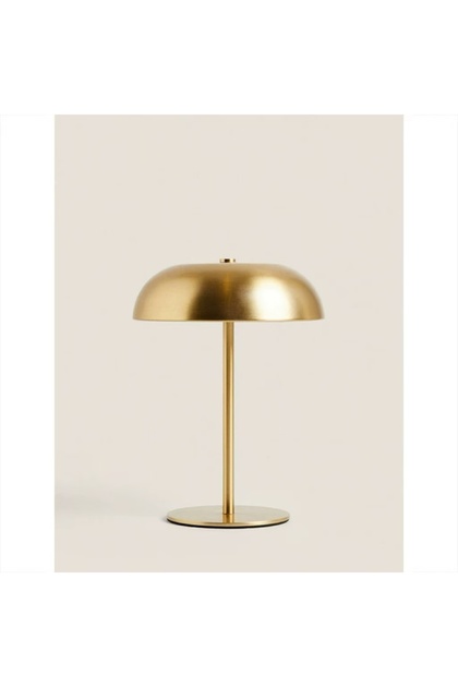 Gold Cute Mushroom Table Lamp, Touch Control 3 Colors Dimmable, Cordless Rechargeable LED Bedside La