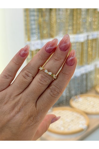 Adjustable Gold White Zircon Stone Bow Ring