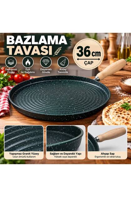 36 cm Green Color Griddle, Pancake Pan, Frying Pan, Pizza Pan
