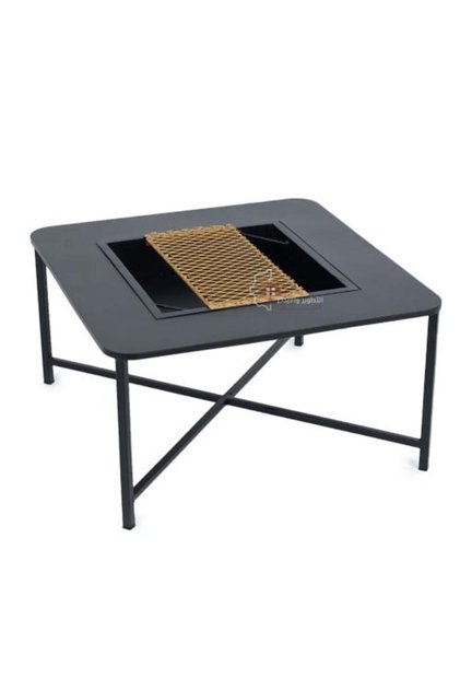 Square Iron Wood Brazier Black with Gold Color