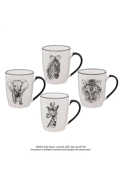 New Bone China Safari Mug (Assorted colors/designs, 360 ml)