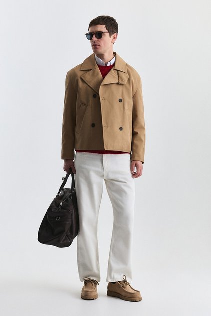 Crop fit men's trench coat