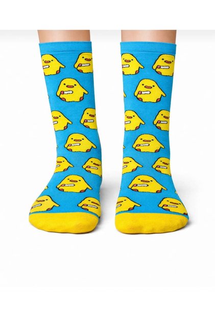 Cute Angry Chick Patterned Unisex Long Socks