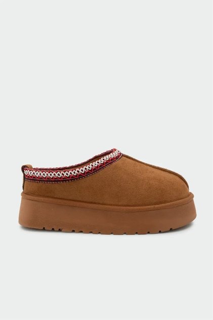 Dars Taba Suede Ethnic Patterned Women's Boots with Fur Inside