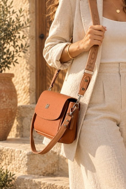 Taba New Season Women's Shoulder Bag with Column Strap and 4 Pockets 21X16Cm 4062