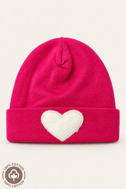 Unisex Baby Heart Embroidered 100% Cotton 3-6 Months Baby Beanie