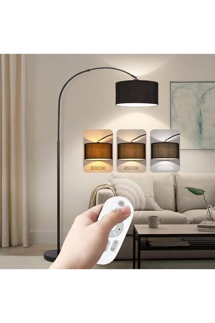 مصباح أرضي منحني بتصميم كلاسيكي من دومويك مع جهاز تحكم عن بعد ومصباح، إضاءة LED قائمة بذاتها
