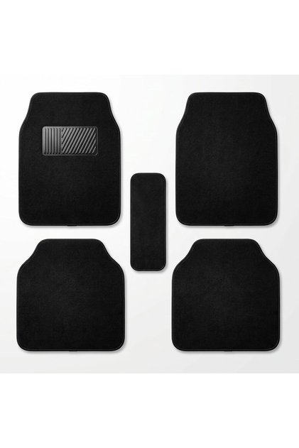 AUTO FAMILY 5 PCS Car Floor Mats Set – Universal Fit Polypropylene Carpet Mats with Anti-Slip Rubber Backing, Heavy Duty All-Weather Interior Floor Liners for Cars (Black)