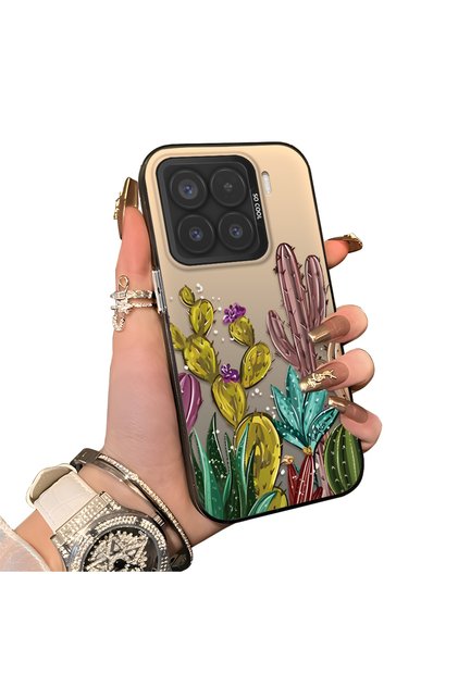 Phone Case for Xiaomi Mi 15 5g Compatible Acrylic Hard Back Panel with Silicone Edges Cactus Pattern