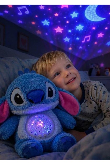 Projection Musical Stitch Night Light Sleeping Companion Plush Toy – Starry Moon Light Baby and Children's Sleeping Lamp Blue