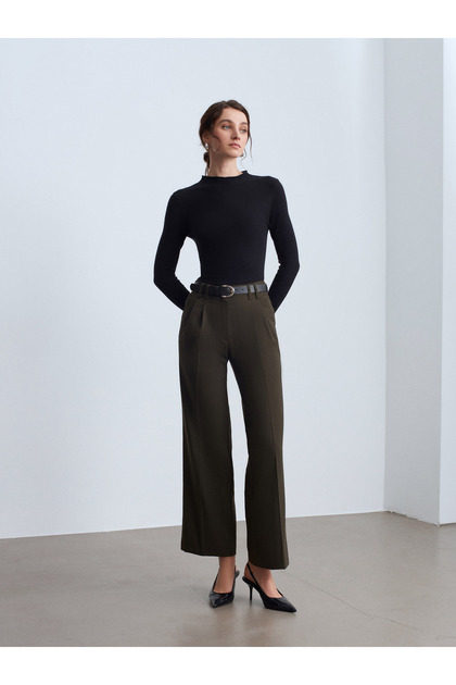 High Collar Cashmere Blend Knit Sweater