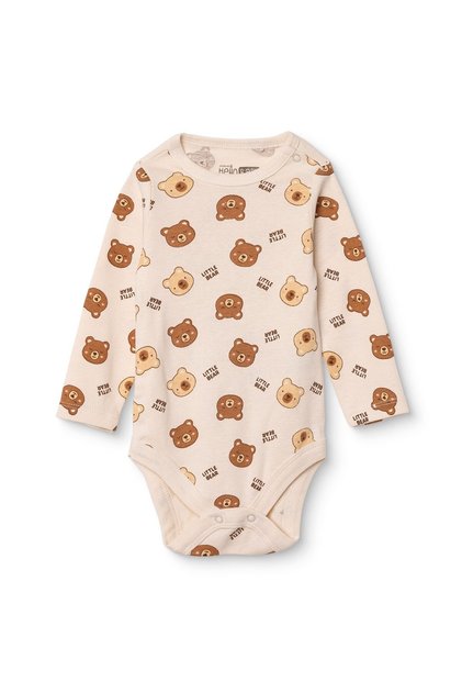 HelloBaby Erkek Bebek Body Hayvan Baskılı Çıtçıtlı Yaka Çıtçıtlı Uzun Kol