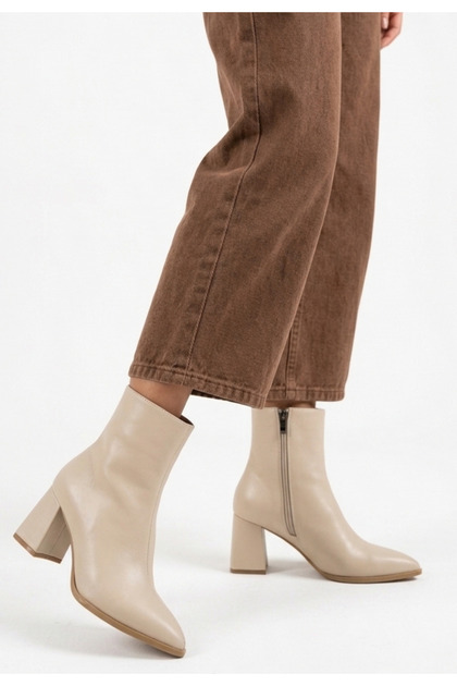 New Season Genuine Leather Block Heeled Boots