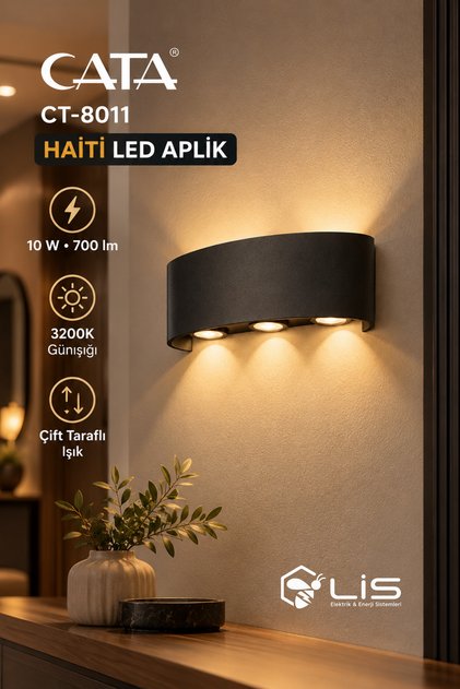 Ct-8011 10 Watt Haiti Siyah Kasa Aplik Günışığı