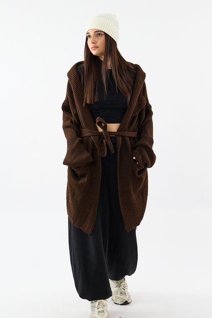 Design Brown Knitwear Women's Poncho Coc3615