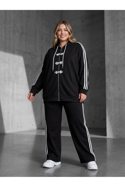 Women's Plus Size Long Sleeve Zipper Detailed Tracksuit Set 8307-27