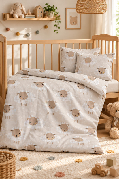 100% Cotton Ranforce Baby Duvet Cover Set Little Sheeps