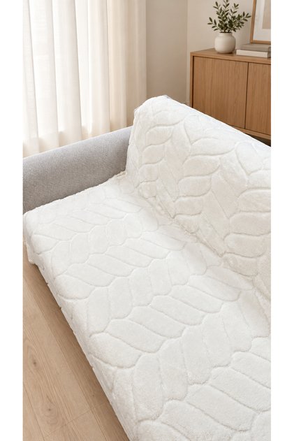 Leaf Patterned Double-Sided Welsoft Plush Sofa Cover 160 × 205 cm – Soft Sofa Shawl