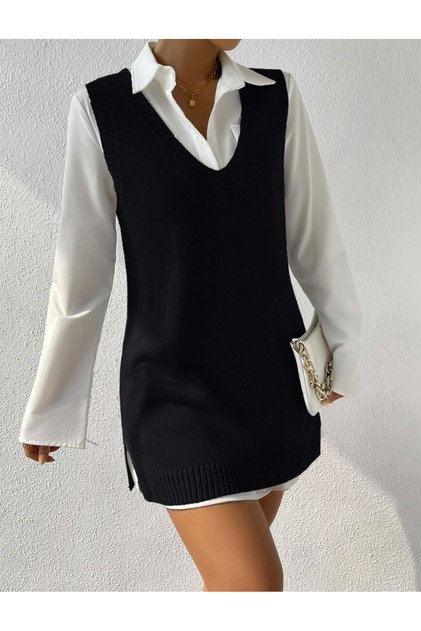 Slit-Cut Casual Sweater