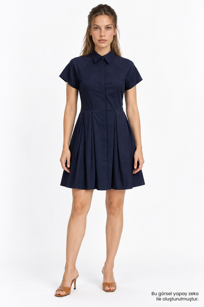 Reglan Sleeve Pleated Mini Regular Dress