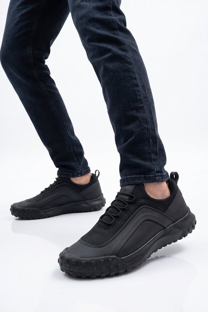 Men's Rubber Laced Comfortable Sole Black Men's Walking and Sports Shoes Apex