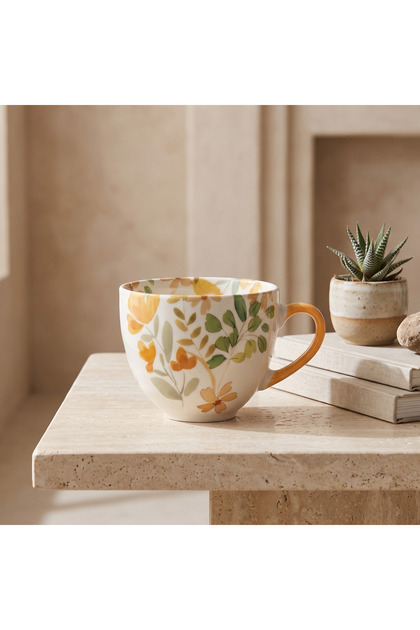 Floral Decal New Bone China Mug - 430 ml