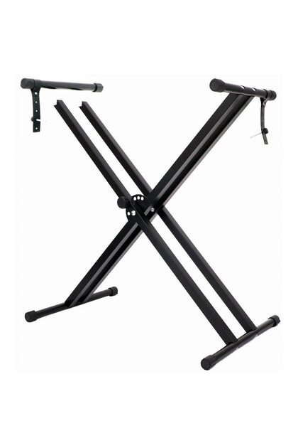 Suport pentru clape/orgă, Korbi, 31x96 cm, Dublu, Construcție ranforsată, Reglare în înălțime de la 31 cm la 96 cm, Fabricat din oțel de înaltă calitate, Greutate 2.5 kg, Negru