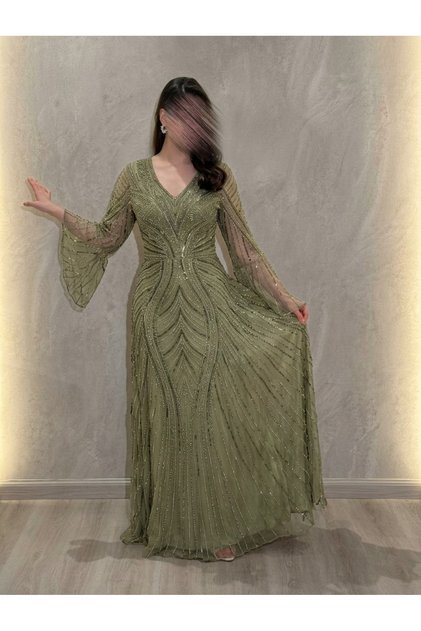Royal Evening Dress Geometric Embroidery Luxurious Oil Painting