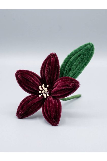 Handmade Chenille Fabric Burgundy Floral Background Curtain Holder – Decorative Curtain Collector and Curtain Accessory