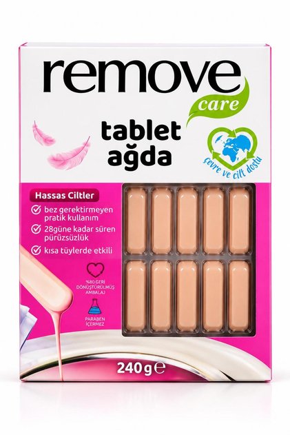 Remove Care Sir Ağda Tableti 240 g | Pratik Tüy Alma Ağdası | 12 Adet Tablet Ağda