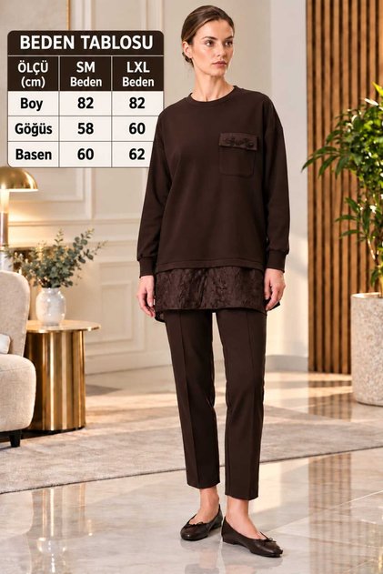 Tunic Hijab Tunic Sweatshirt with Pocket Beading Detail