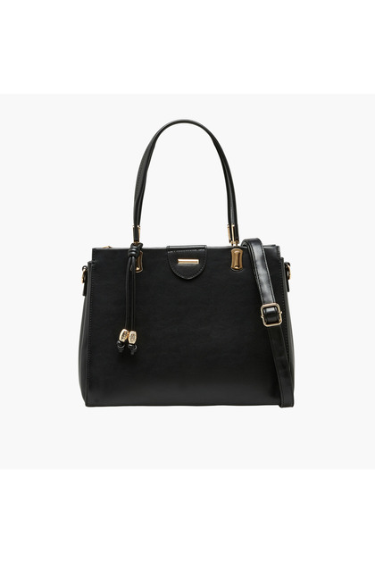 Solid Tote Bag with Detachable Strap