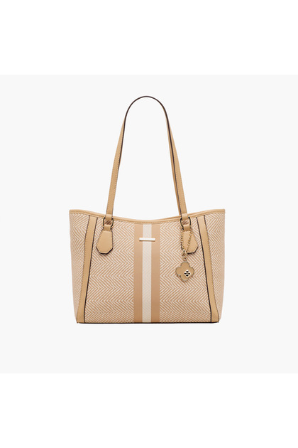 Chvron Print Tote Bag with Charm