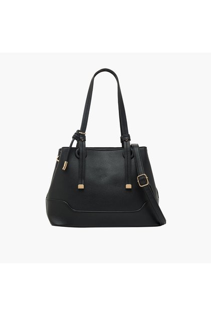 Textured Tote Bag with Detachable Strap