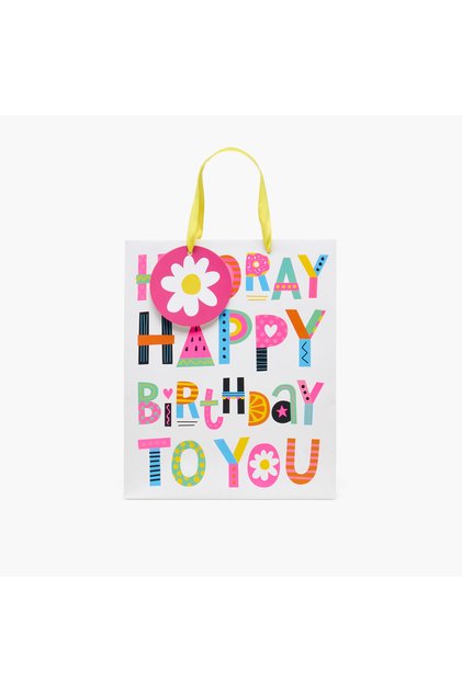 Happy Birthday Print Paper Gift Bag - Extra Large