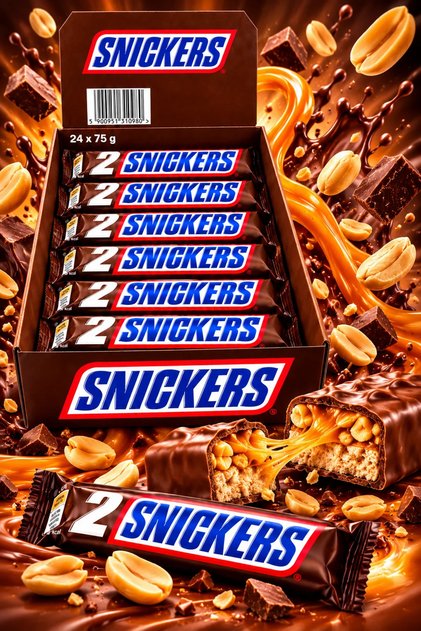 2x – Batoane de Ciocolată cu Arahide, Caramel și Nuga, Display 24 bucăți x 75 g